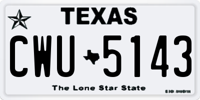 TX license plate CWU5143