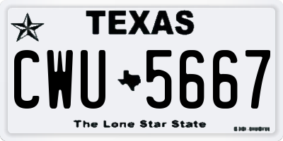 TX license plate CWU5667