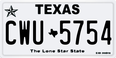 TX license plate CWU5754