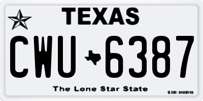 TX license plate CWU6387