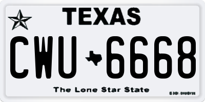TX license plate CWU6668