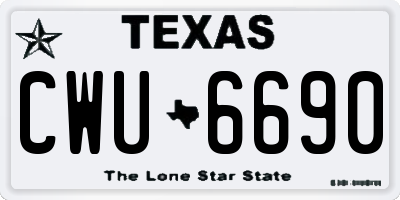 TX license plate CWU6690
