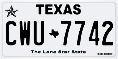 TX license plate CWU7742