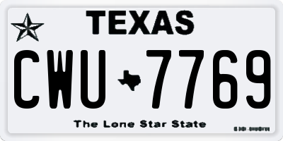 TX license plate CWU7769