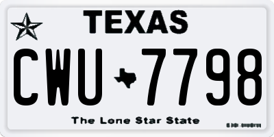 TX license plate CWU7798