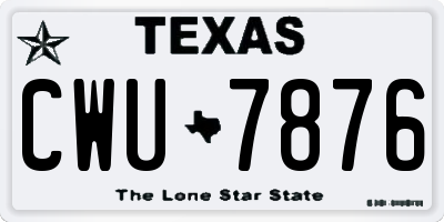 TX license plate CWU7876