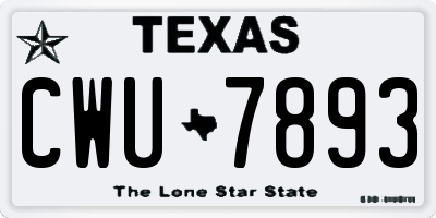 TX license plate CWU7893