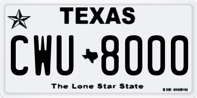 TX license plate CWU8000