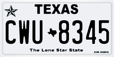 TX license plate CWU8345