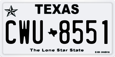 TX license plate CWU8551