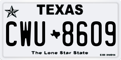 TX license plate CWU8609