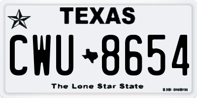 TX license plate CWU8654