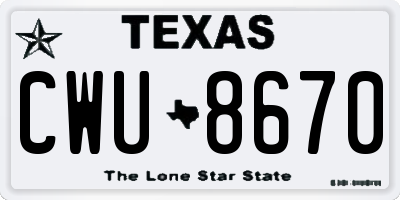 TX license plate CWU8670