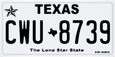 TX license plate CWU8739