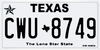 TX license plate CWU8749