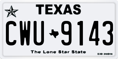 TX license plate CWU9143