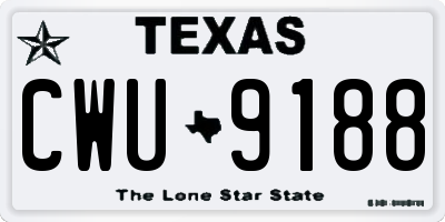 TX license plate CWU9188