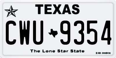 TX license plate CWU9354