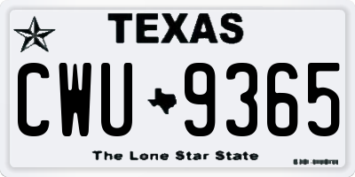 TX license plate CWU9365