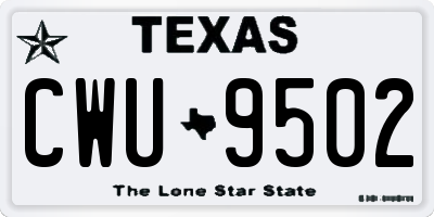 TX license plate CWU9502
