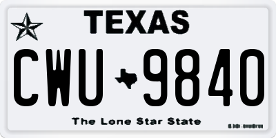 TX license plate CWU9840