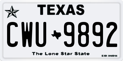 TX license plate CWU9892