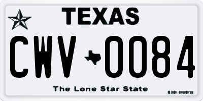TX license plate CWV0084