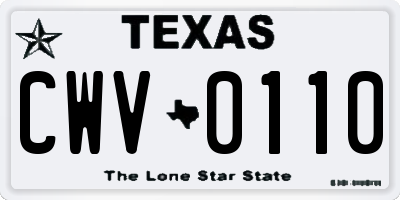 TX license plate CWV0110