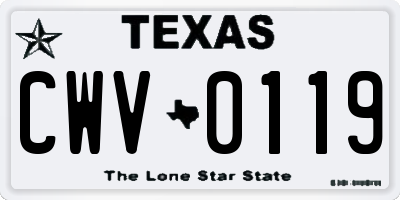TX license plate CWV0119