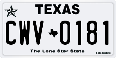TX license plate CWV0181