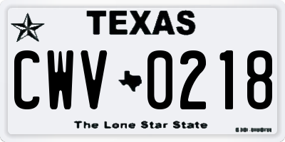 TX license plate CWV0218