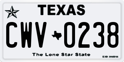 TX license plate CWV0238