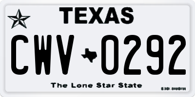TX license plate CWV0292