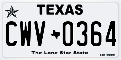TX license plate CWV0364