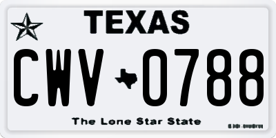 TX license plate CWV0788