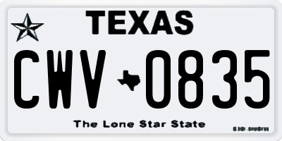 TX license plate CWV0835