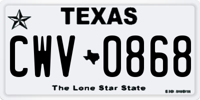 TX license plate CWV0868