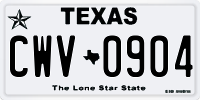 TX license plate CWV0904