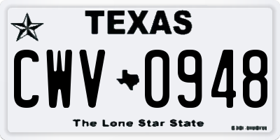 TX license plate CWV0948