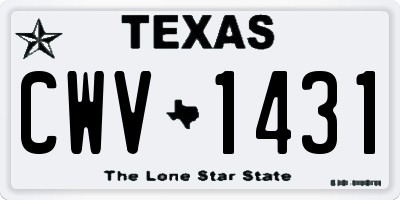 TX license plate CWV1431