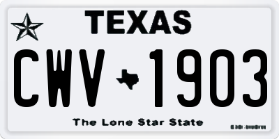 TX license plate CWV1903