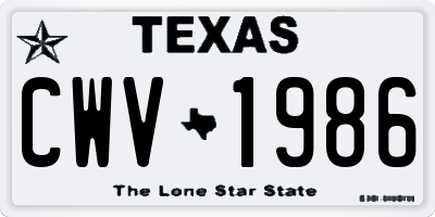 TX license plate CWV1986