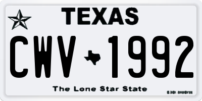 TX license plate CWV1992