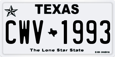 TX license plate CWV1993