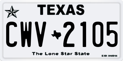 TX license plate CWV2105