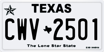 TX license plate CWV2501