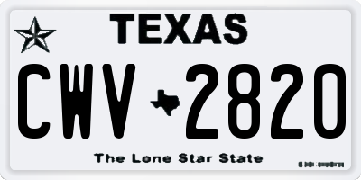 TX license plate CWV2820