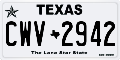 TX license plate CWV2942