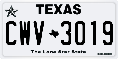 TX license plate CWV3019