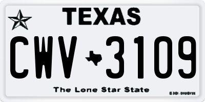 TX license plate CWV3109